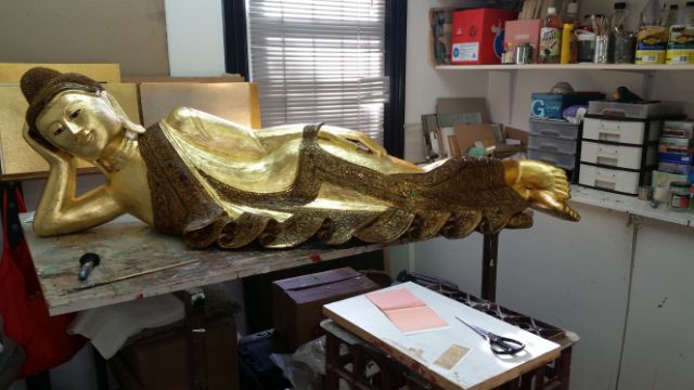 Restoration of a 23 Carat Gold Leafed Buddha