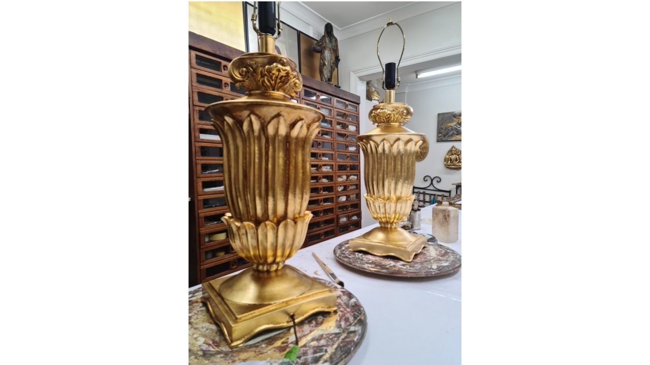 Gilded lamp bases