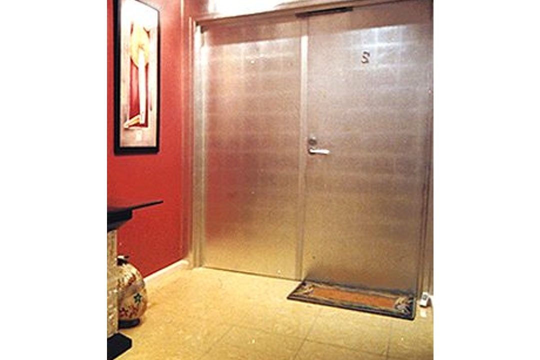 Faux silver leaf on entrance doors