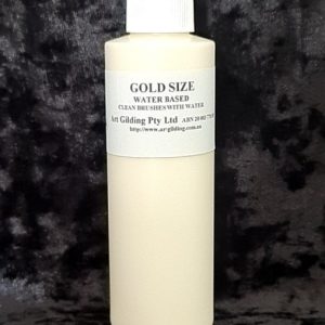 A bottle of gold size water based.