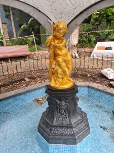 Boy and Paddle Statue with 24k Gold Leaf