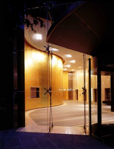 A gold-leafed wall in an office building at number 2 Bulletin Street, Sydney.
