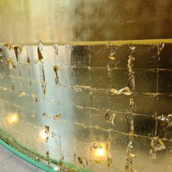 A gold-leafed wall in an office building at number 2 Bulletin Street, Sydney.
