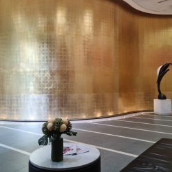 A gold-leafed wall in an office building at number 2 Bulletin Street, Sydney.