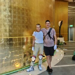 A gold-leafed wall in an office building at number 2 Bulletin Street, Sydney.