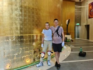 A gold-leafed wall in an office building at number 2 Bulletin Street, Sydney.